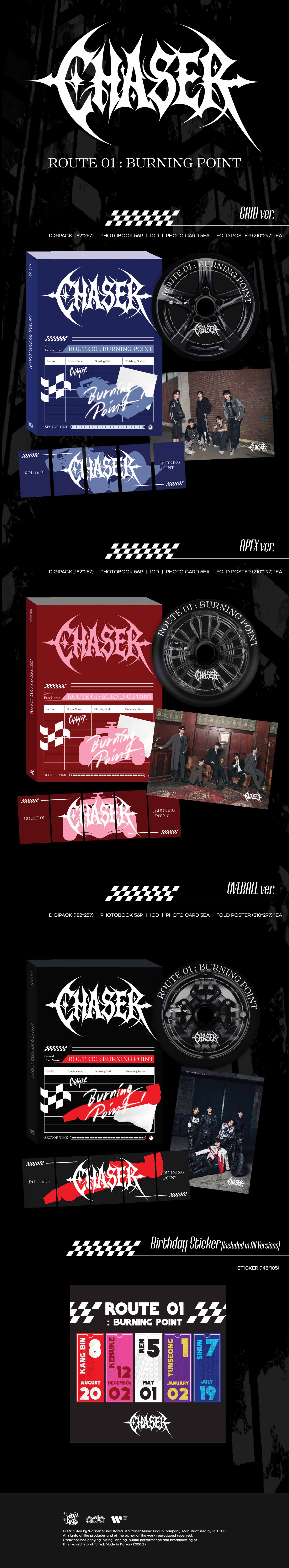 [PRE-ORDER] CHASER 1ST MINI ALBUM 【ROUTE 01 : BURNING POINT】(3種中1種ランダム)